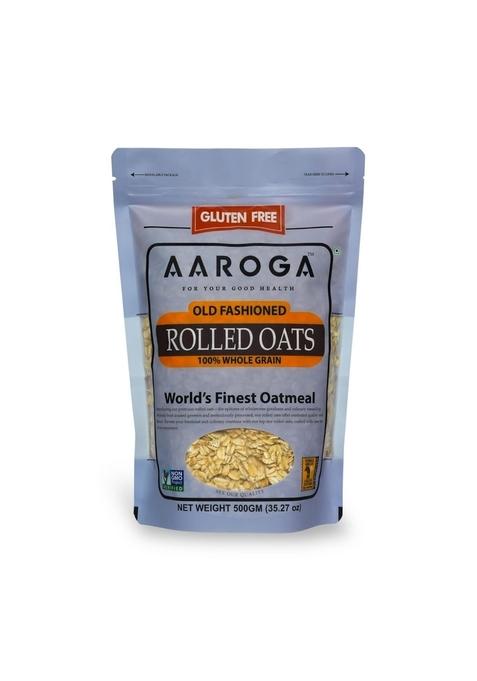Aaroga Rolled Oats | 100% Whole Grain | Gluten-Free High Fiber Oatmeal | Ideal For Weight Management & Heart Health (500 Gms)