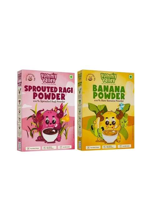 Yummy Valley Sprouted Ragi And Raw Banana Powder, Instant Healthy Wholesome Food, Pack Of 2 (200Gm*2)
