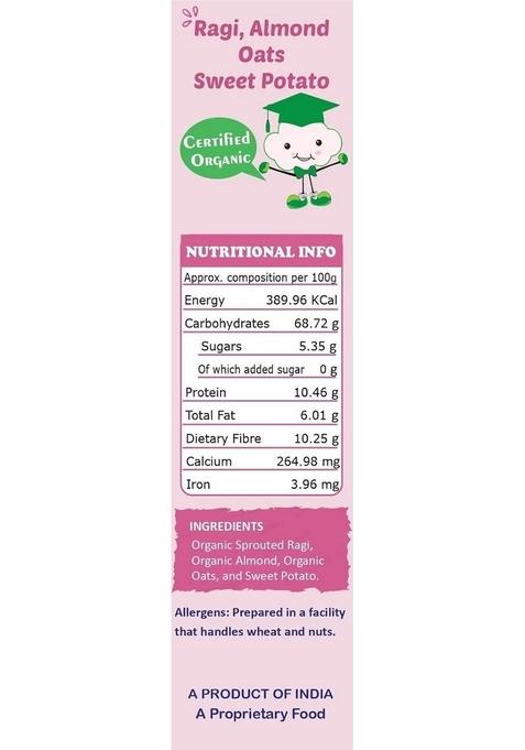 Tummyfriendly Foods Certified Organic Sprouted Ragi, Almonds, Oats, Sweet Potato And Brown Rice Red Lentil Spinach Green Peas Porridge Mixes |Sprouted Ragi For Calcium, Iron | 200G, 2 Packs