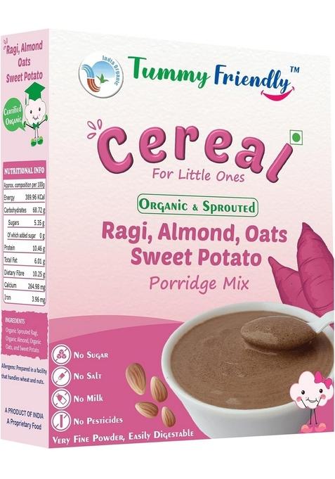 Tummyfriendly Foods Certified Organic Sprouted Ragi, Almonds, Oats, Sweet Potato And Brown Rice Red Lentil Spinach Green Peas Porridge Mixes |Sprouted Ragi For Calcium, Iron | 200G, 2 Packs