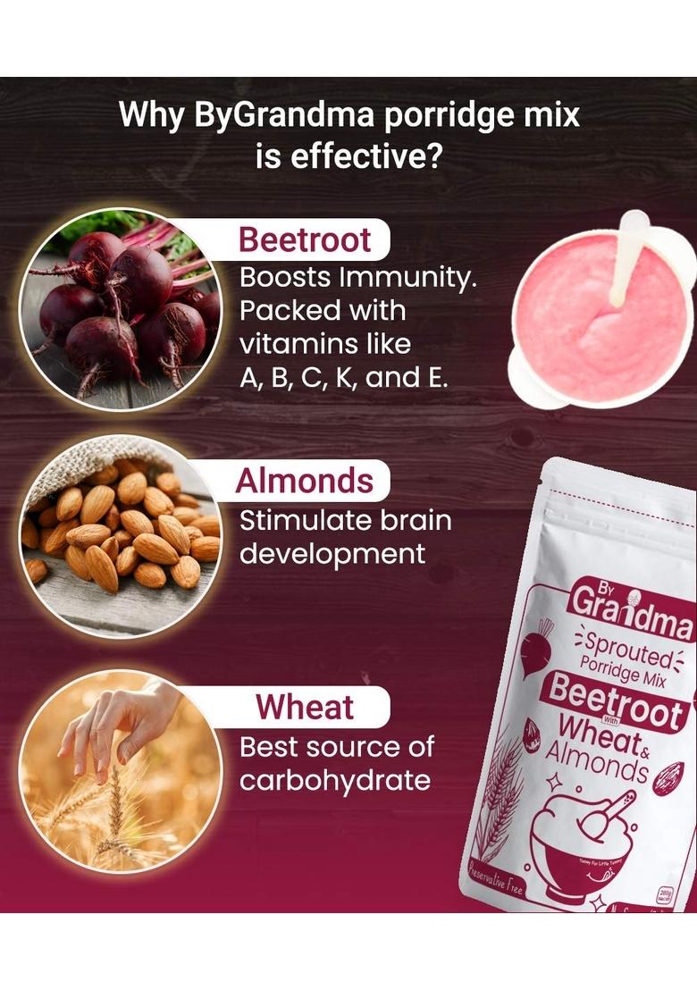 Bygrandma Beetroot Cereal Mix Sprouted Cereal Mix For Children | Organic Sprouted Cereal Mix Beetroot Flavor | Preservative Free Multigrain Sprouted Cereal Mix