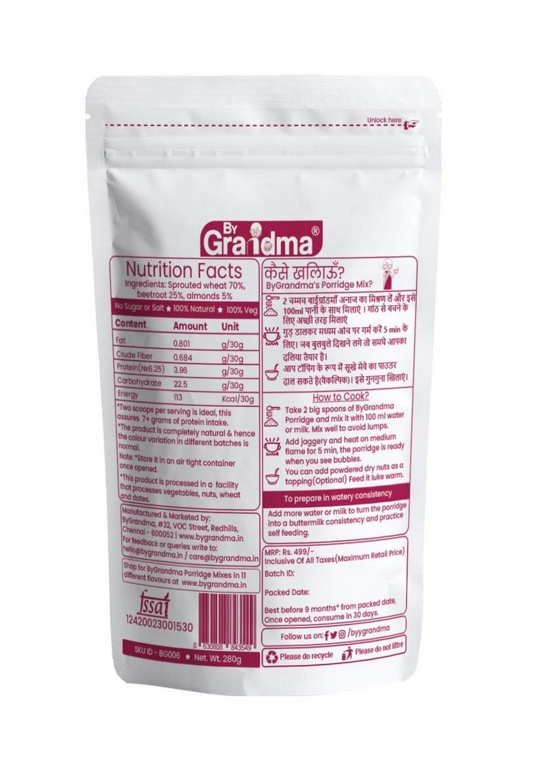 Bygrandma Beetroot Cereal Mix Sprouted Cereal Mix For Children | Organic Sprouted Cereal Mix Beetroot Flavor | Preservative Free Multigrain Sprouted Cereal Mix