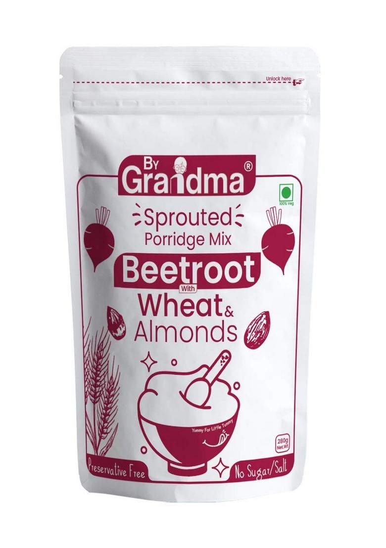 Bygrandma Beetroot Cereal Mix Sprouted Cereal Mix For Children | Organic Sprouted Cereal Mix Beetroot Flavor | Preservative Free Multigrain Sprouted Cereal Mix