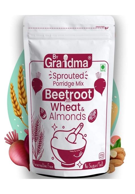 Bygrandma Beetroot Cereal Mix Sprouted Cereal Mix For Children | Organic Sprouted Cereal Mix Beetroot Flavor | Preservative Free Multigrain Sprouted Cereal Mix - 280G