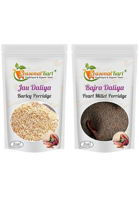 Seasonal Kart Combo Pack Of Homemade Jau Dalia Barley Daliya 200 Gm And Bajra Daliya Millet Dalia 200 Gm Total 400 Gm Daliya For Weight Loss & Digestive Health| Rich In Nutrients & Fibre