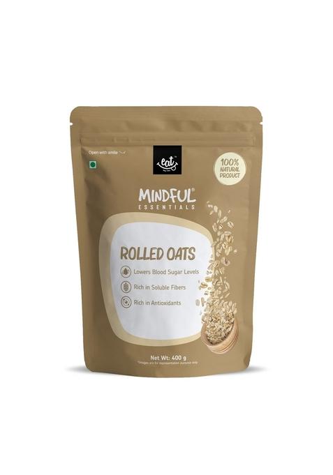 Eat Anytime Mindful Healthy Rolled Oats | Gluten Free | No Preservatives | Rich In Soluble Fibers & Antioxidant | Loaded With Minerals & Vitamins | Healthy Snack For Breakfast & Diet | Rolled Oats - 400Gm (Pack Of 2)