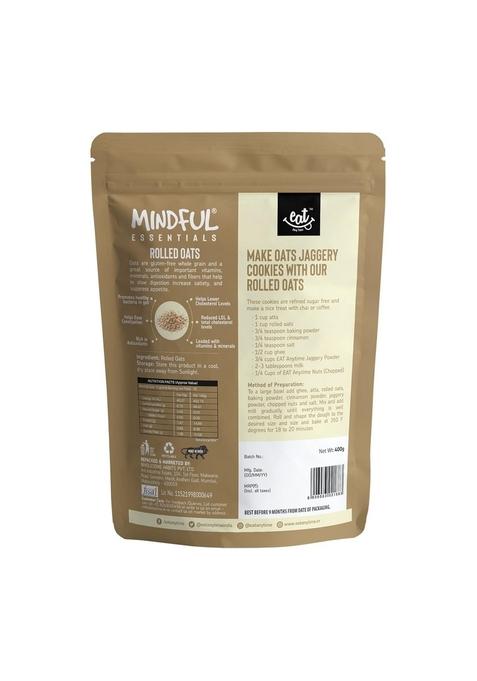 Eat Anytime Mindful Healthy Rolled Oats | Gluten Free | No Preservatives | Rich In Soluble Fibers & Antioxidant | Loaded With Minerals & Vitamins | Healthy Snack For Breakfast & Diet | Rolled Oats