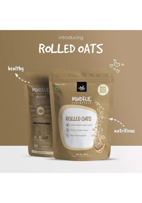 Eat Anytime Mindful Healthy Rolled Oats | Gluten Free | No Preservatives | Rich In Soluble Fibers & Antioxidant | Loaded With Minerals & Vitamins | Healthy Snack For Breakfast & Diet | Rolled Oats