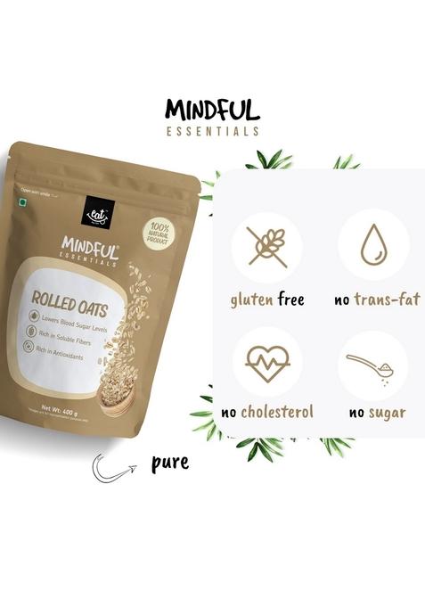 Eat Anytime Mindful Healthy Rolled Oats | Gluten Free | No Preservatives | Rich In Soluble Fibers & Antioxidant | Loaded With Minerals & Vitamins | Healthy Snack For Breakfast & Diet | Rolled Oats