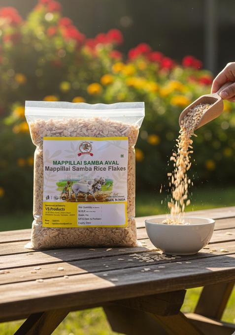 Vs Products Mappillai Samba Rice Flakes 950G, Mappillai Samba Aval (Poha) Rice Flakes For Breakfast | Cereal Flakes, 950G
