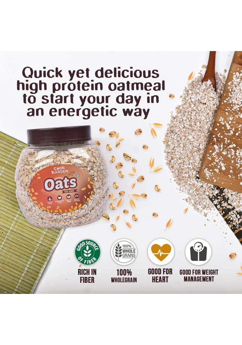 Cookgarden Instant Oats 500G & Oats Pasta 300G | Wholegrain Breakfast | High Protein And Fibre Combo | Box - Indya