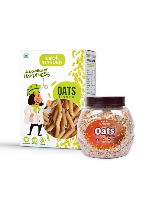 Cookgarden Instant Oats 500G & Oats Pasta 300G | Wholegrain Breakfast | High Protein And Fibre Combo | Box