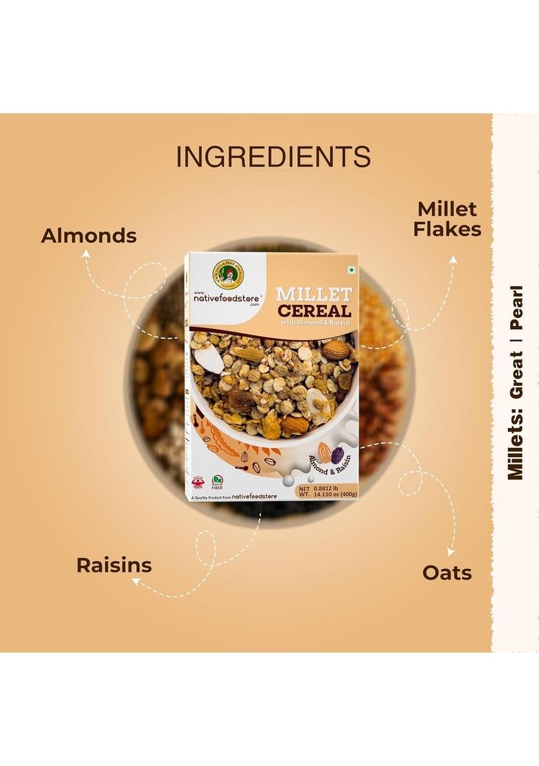 Nativefoodstore Millet Muesli Millet With Almond And Resins-400Gms