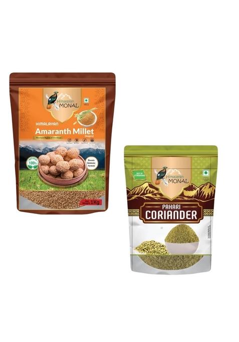 Himalayan Monal Amaranth Millet (Rajgira), 1 Kg, Veg, Boosts Immune System And Himalayan Monali Pahari Coriander Spice, 100 Grams