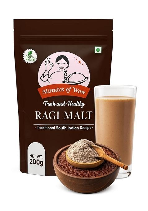 Minutes Of Wow Ragi Malt 200G | Natural Finger Millet Drink Mix | High Calcium & Protein | No Preservatives | Healthy Breakfast For Kids & Adults