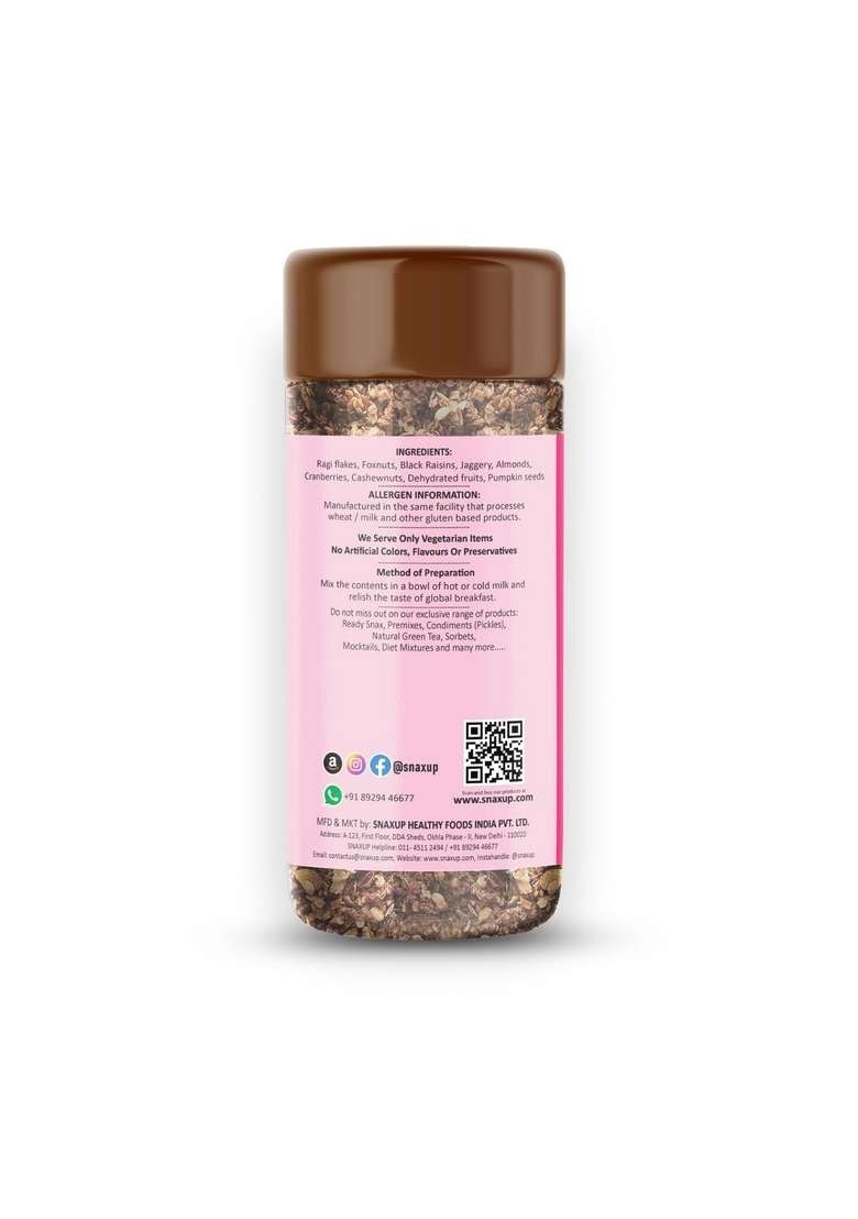 Snaxup Granola With Ragi Flakes - Crunchy Granola With Ragi Flakes (Almonds & Foxnuts) | Granola For Breakfast | Diet Food | High Fibre Cereal (350G) - Indya