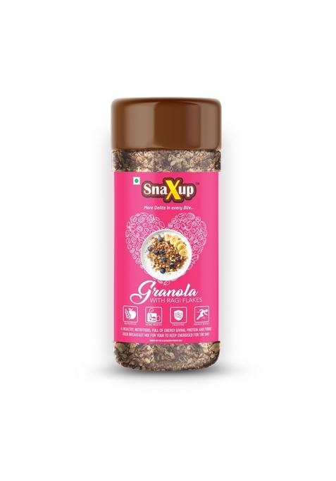 Snaxup Granola With Ragi Flakes - Crunchy Granola With Ragi Flakes (Almonds & Foxnuts) | Granola For Breakfast | Diet Food | High Fibre Cereal (350G)