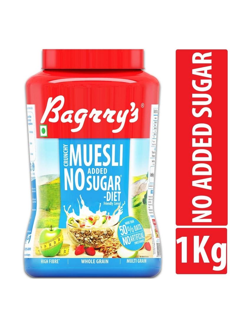 Bagrry'S No Added Sugar Crunchy Muesli Jar, 1000G And Bagrry'S Crunchy Muesli Crunchy Oat Clusters With Almonds,Raisins & Honey, 1000G