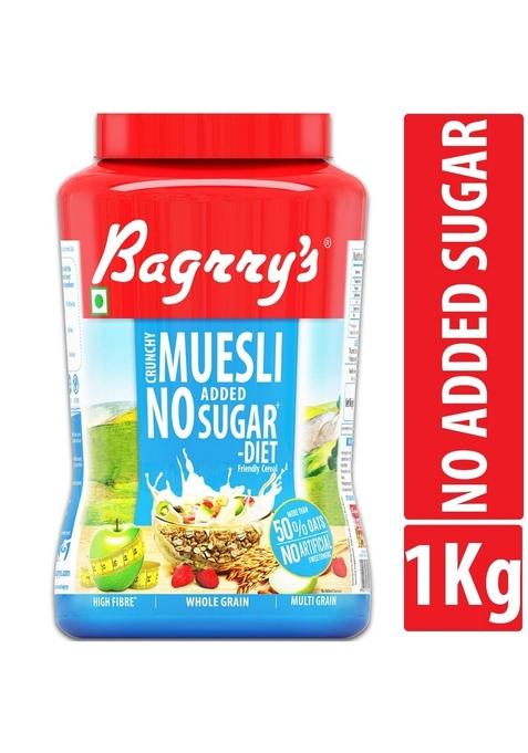 Bagrry'S No Added Sugar Crunchy Muesli Jar, 1000G And Bagrry'S Crunchy Muesli Crunchy Oat Clusters With Almonds,Raisins & Honey, 1000G