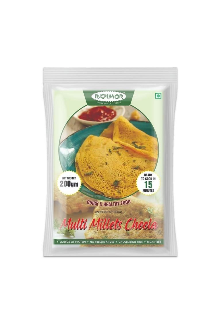 Richmor Protein Multi Millet Chilla Mix | Plant Based | Nutritious | High Fiber | No Palm Oil | No Trans-Fat | Ready To Cook | Quick And Healthy Food | High Protein Premix-200G Each Pack (Pack Of 5)