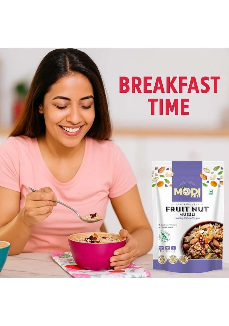 Modinuts Premium Crunchy Muesli In 500G | High Protein, High Fiber Healthy Breakfast Cereal With Oats, Nuts, Seeds & Dry Fruits | No Added Sugar | Perfect With Milk Or Yogurt | Energy-Rich Start To Your Day - Indya