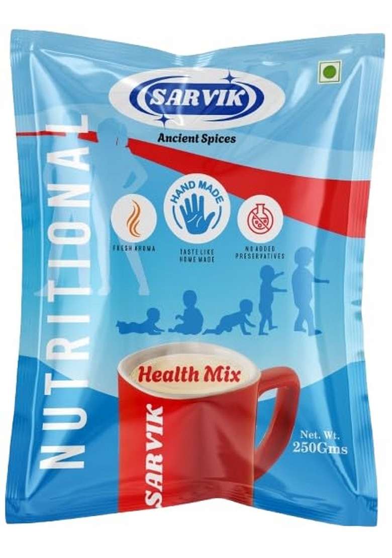 Sarvik Health Mix 250G, All Natural Nutrition Drink With 16 Ingredients, Zero Sugar. 100% Natural Nutrition - Indya