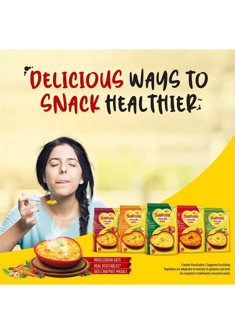 Saffola Masala Oats Tasty Evening Snack Classic 500G Veggie Twist - Indya