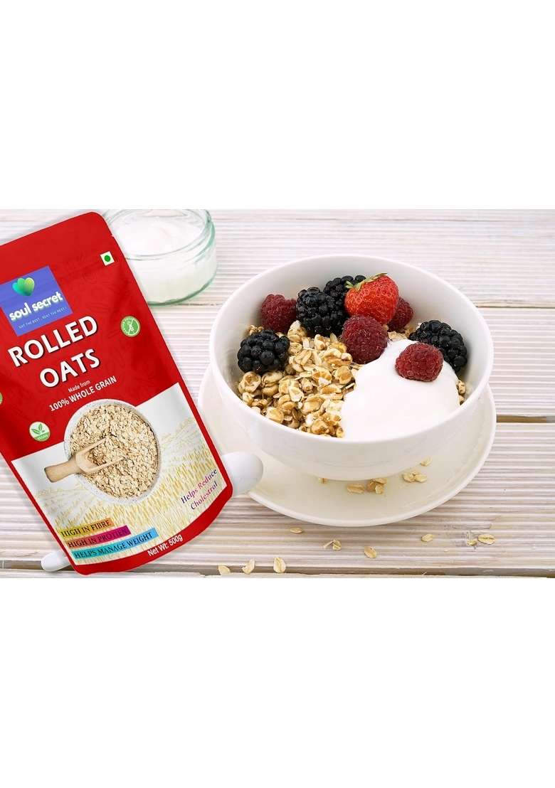 Soul Secret Rolled Oats 500G - 100% Wholegrain | Protein For Breakfast | High Fibre Cereals - Indya