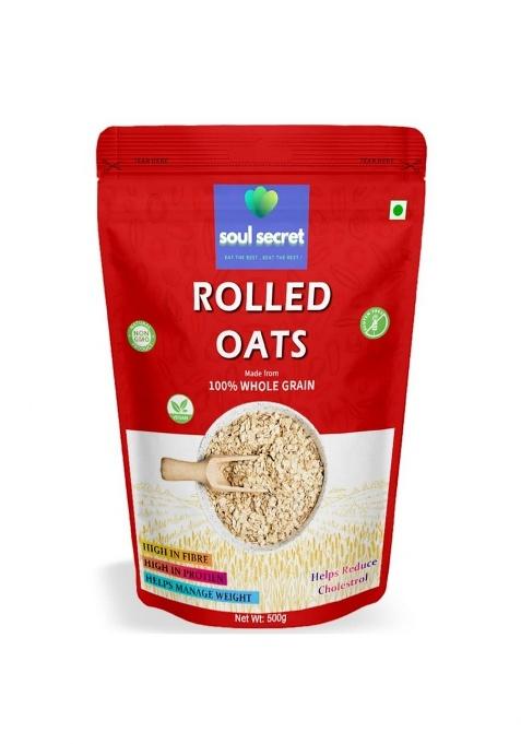 Soul Secret Rolled Oats 500G - 100% Wholegrain | Protein For Breakfast | High Fibre Cereals
