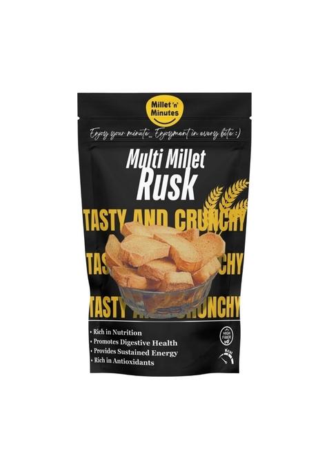 Millet 'N' Minutes Multi Millet Rusk, High Fibre Crunchy Snack, Rich In Antioxidants And Nutrition (Pack Of 2)