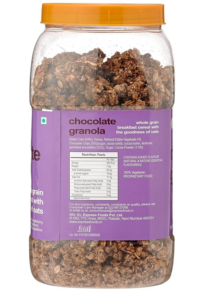 Express Foods Chocolate Granola Breakfast Cereal, 1Kg & Oat Granola Breakfast Cereal, 1Kg Combo