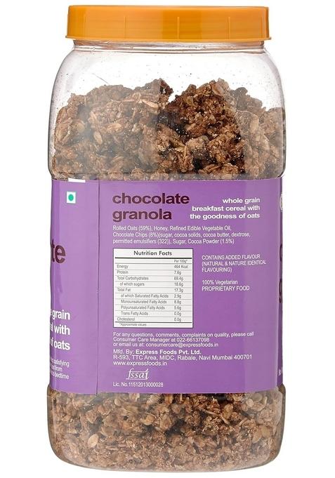 Express Foods Chocolate Granola Breakfast Cereal, 1Kg & Oat Granola Breakfast Cereal, 1Kg Combo