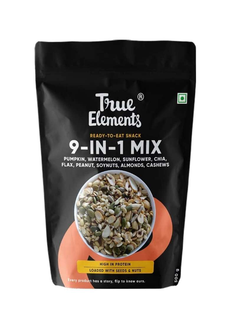 True Elements 9 In 1 Snack Mix 250G Multigrain Oats 500G Goodness Of Rolled 50 Millets Jowar Quinoa Ragi Flakes - Indya