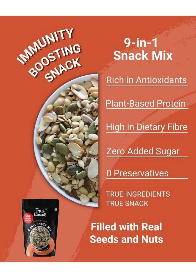 True Elements 9 In 1 Snack Mix 250G Multigrain Oats 500G Goodness Of Rolled 50 Millets Jowar Quinoa Ragi Flakes - Indya