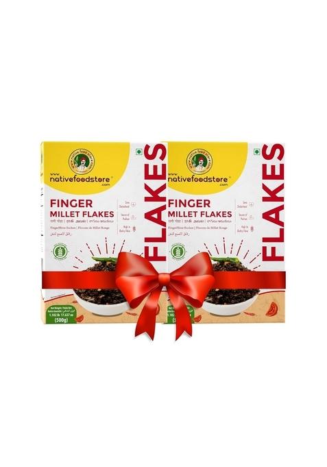 Nfs Finger Millet Flakes 500Gms-Millet Flakes For Breakfast-Pack Of 2
