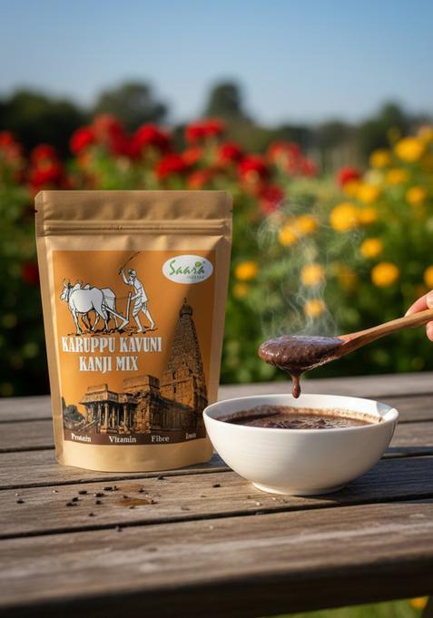 Vs Products Karuppu Kavuni Kanji Mix, 350G, Black Kavuni Porridge Mix, Fibre And Protein Rich Healthy Mix, 350G