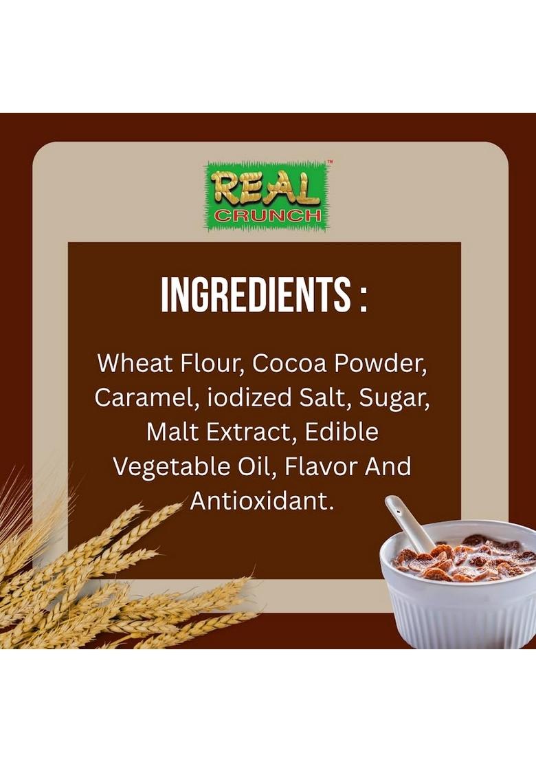 Real Crunch Chocco Breakfast Cereal | Xtra Thick & Crunchy Chocolate Flavored Cereal | Healthy & Delicious Morning Meal For Kids And Adults | Low Fat, Cholesterol Free | 375G Box