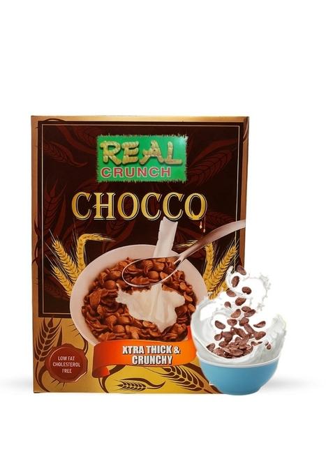 Real Crunch Chocco Breakfast Cereal | Xtra Thick & Crunchy Chocolate Flavored Cereal | Healthy & Delicious Morning Meal For Kids And Adults | Low Fat, Cholesterol Free | 375G Box