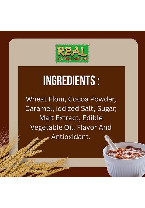Real Crunch Chocco Breakfast Cereal | Xtra Thick & Crunchy Chocolate Flavored Cereal | Healthy & Delicious Morning Meal For Kids And Adults | Low Fat, Cholesterol Free | 375G Box