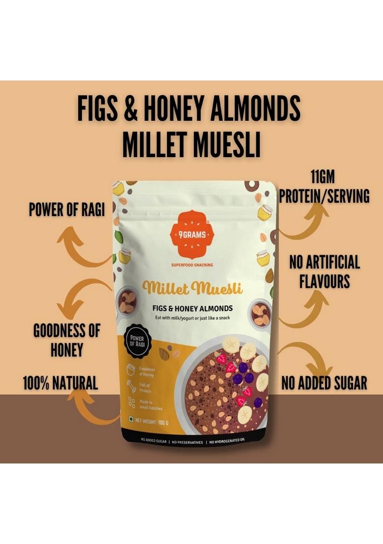 9Grams Millet Muesli 4X100Gms Trial Packs, Zero Added Sugar, 11Gm Protein/Serving