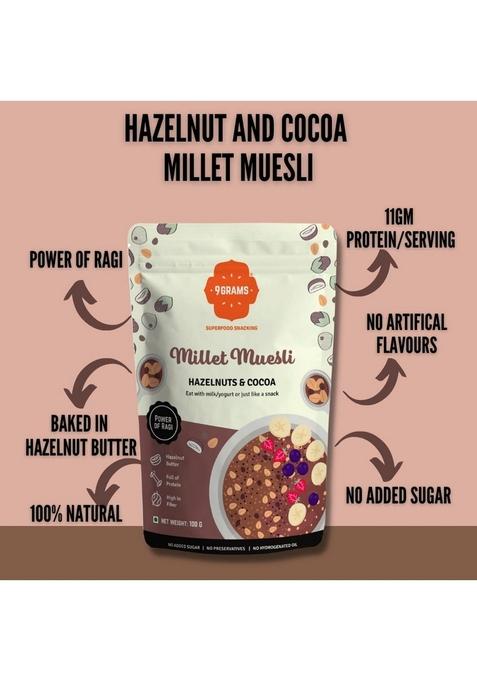 9Grams Millet Muesli 4X100Gms Trial Packs, Zero Added Sugar, 11Gm Protein/Serving