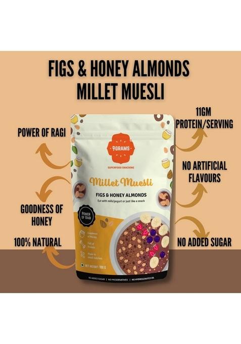 9Grams Millet Muesli 4X100Gms Trial Packs, Zero Added Sugar, 11Gm Protein/Serving
