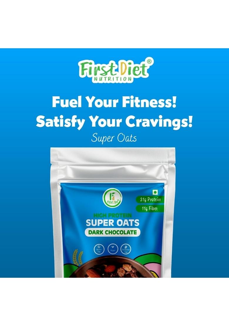 First Diet Nutrition Dark Chocolate High Protein Oats | 100% Natural | Energy Boosting Breakfast | Gym & Fitness Meal | No Refined Sugar | 1Kg