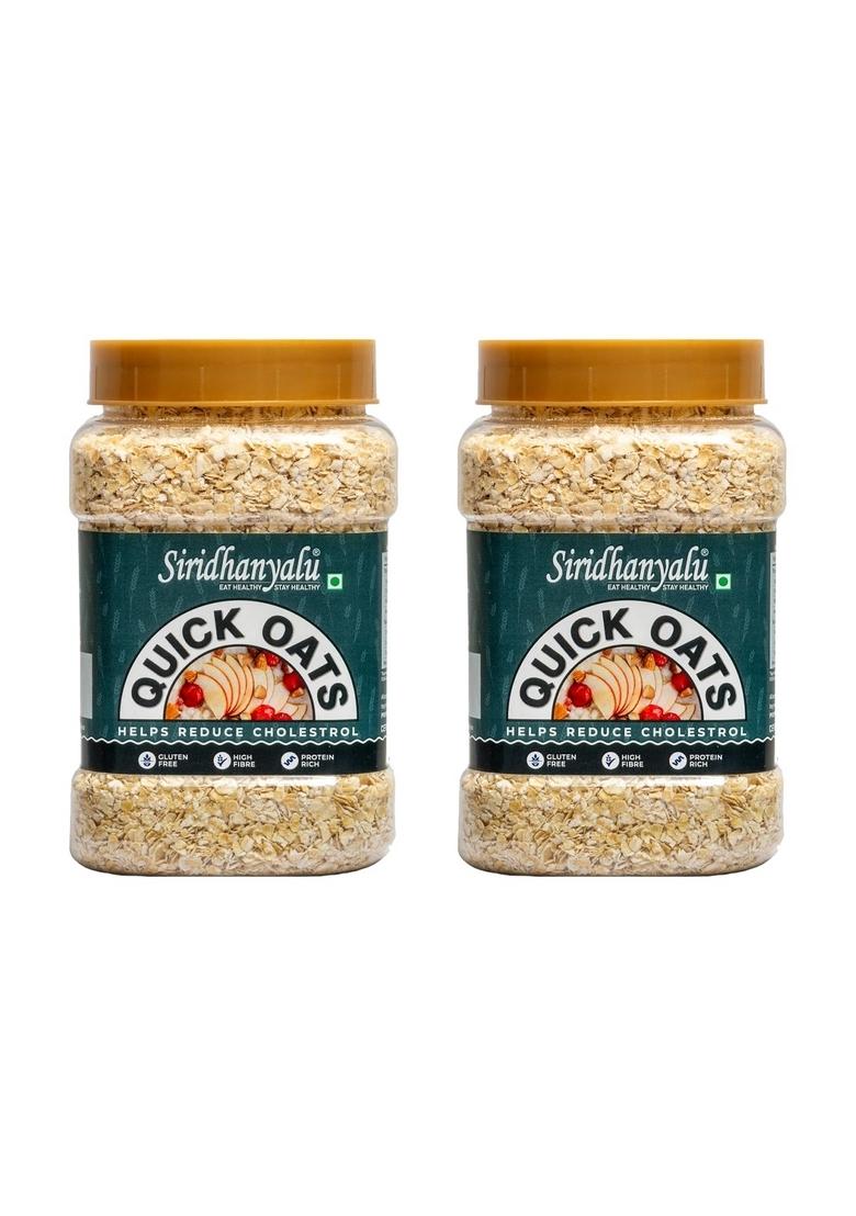 Siridhanyalu Natural Quick Oats | High Fibre, Gluten Free, No Preservatives, Vegan (Pack Of 2, 450Gm Each)