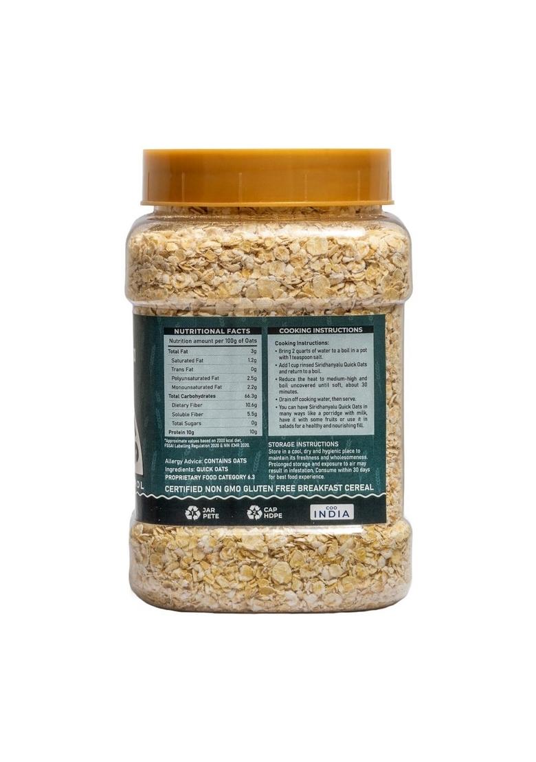 Siridhanyalu Natural Quick Oats | High Fibre, Gluten Free, No Preservatives, Vegan (Pack Of 2, 450Gm Each)