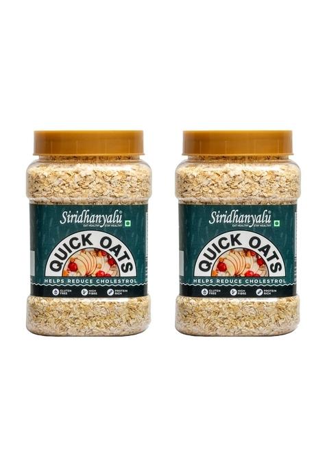 Siridhanyalu Natural Quick Oats | High Fibre, Gluten Free, No Preservatives, Vegan (Pack Of 2, 450Gm Each)