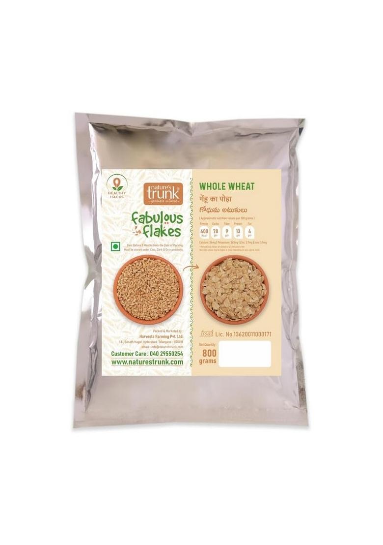 Nature'S Trunk Whole Wheat Flakes 800Gm | Raw Gehu Poha Healthy Breakfast Cereal | Quick Cook Grain For Breakfast