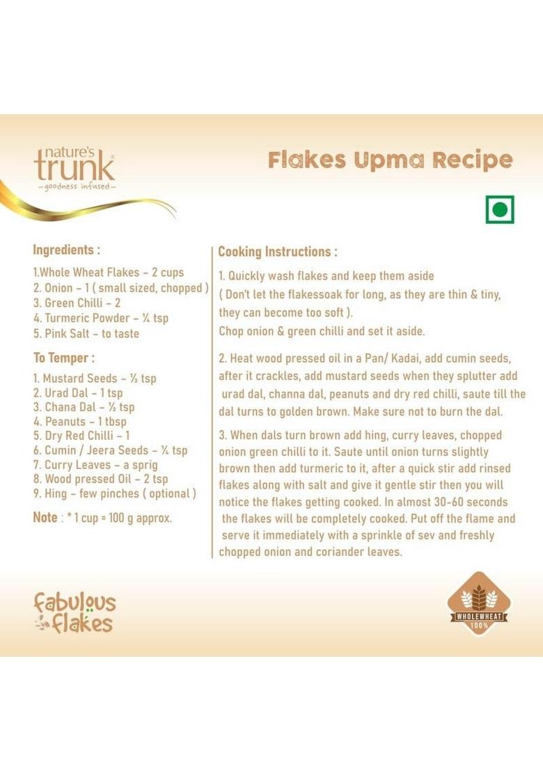 Nature'S Trunk Whole Wheat Flakes 800Gm | Raw Gehu Poha Healthy Breakfast Cereal | Quick Cook Grain For Breakfast