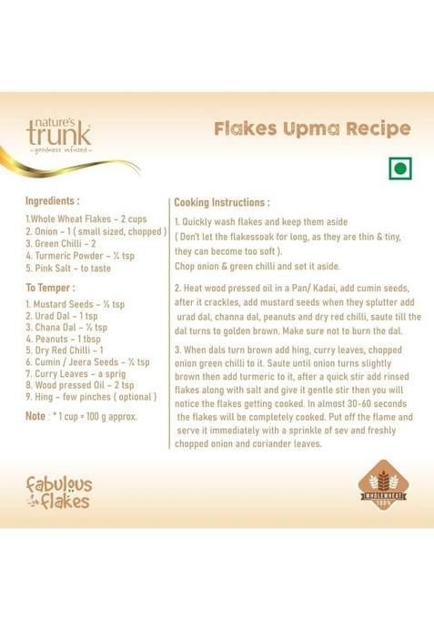 Nature'S Trunk Whole Wheat Flakes 800Gm | Raw Gehu Poha Healthy Breakfast Cereal | Quick Cook Grain For Breakfast