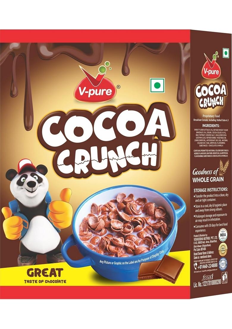 Vpure Cocoa Crunch Breakfast Cereal Great Chocolate Taste, Whole Grain, Crunchy Morning Cereal For Kids And Adults, 250G (250G)